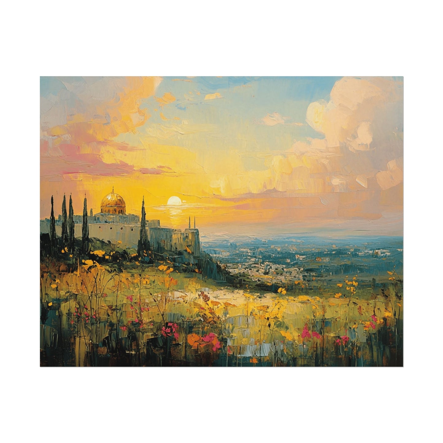 Jerusalem In The Heart Of God Textured Watercolor Matte Print