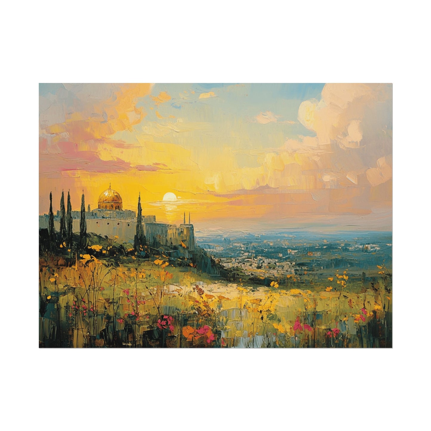 Jerusalem In The Heart Of God Textured Watercolor Matte Print