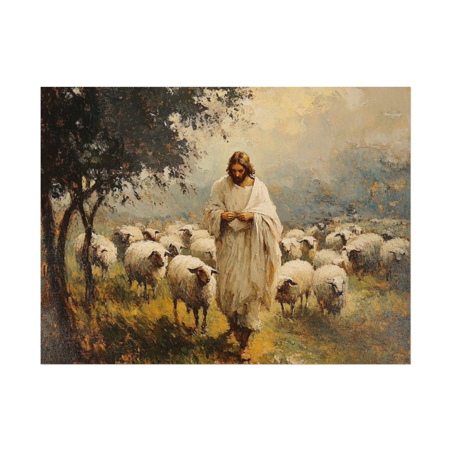 He Is Our Shepered Textured Watercolor Matte Poster