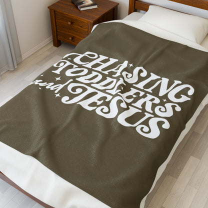 Chasing Toddlers and Jesus Earth Tone Plush Blanket