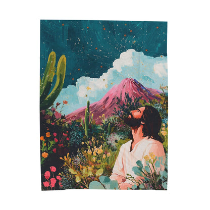 Serene Nature Jesus Plush Blanket