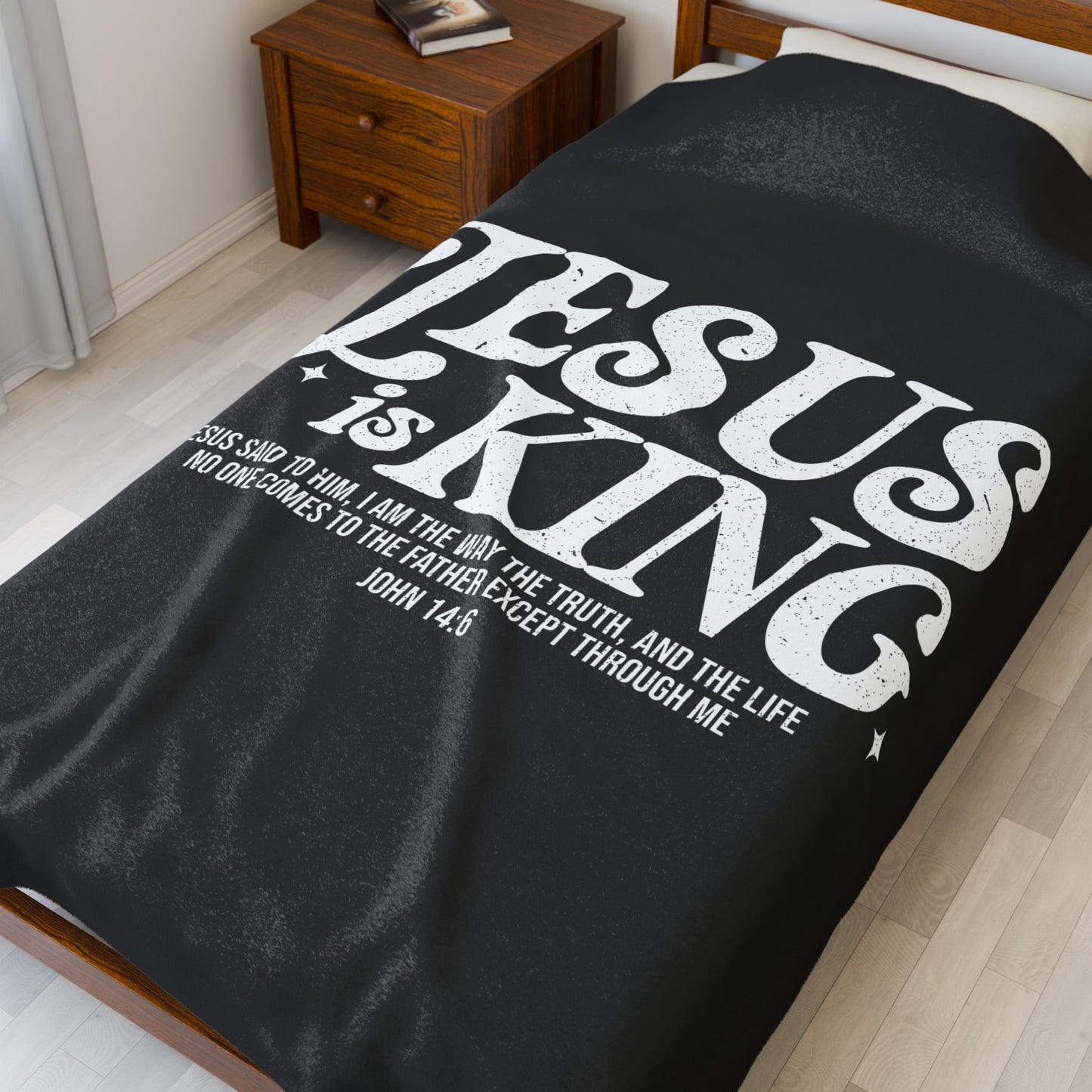 Black - Jesus is King Plush Blanket