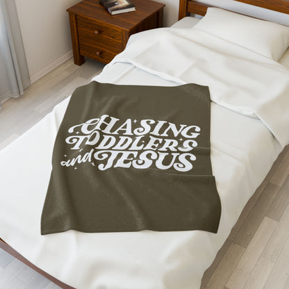 Chasing Toddlers and Jesus Earth Tone Plush Blanket