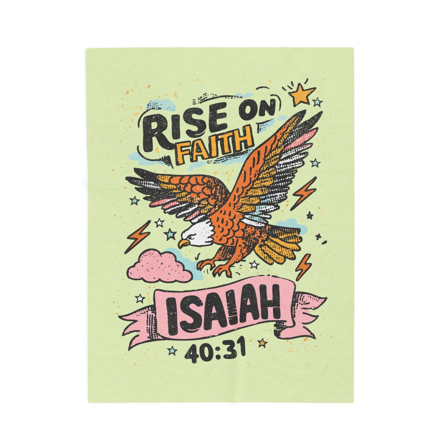 "Rise on Faith" Design with Eagle & Scripture Plush Blanket