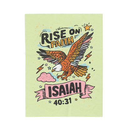 "Rise on Faith" Design with Eagle & Scripture Plush Blanket