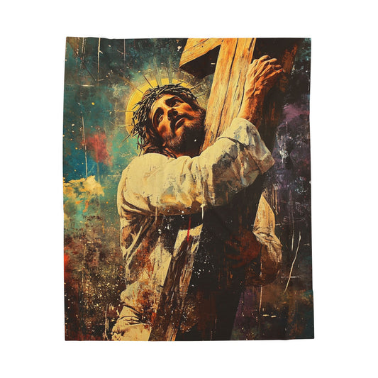 Carrying The Cross Plush Blanket