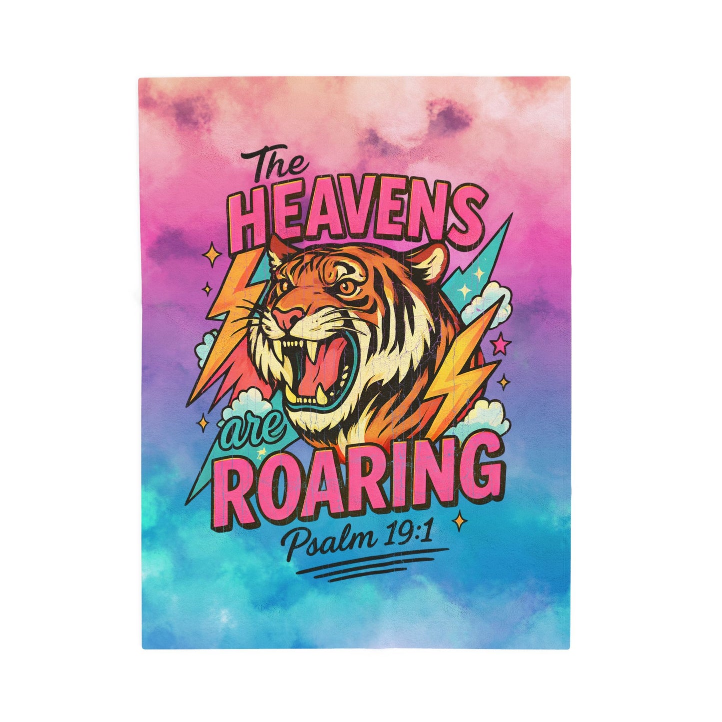Bold Tiger Plush Blanket - Heavens Are Roaring Psalm 19:1