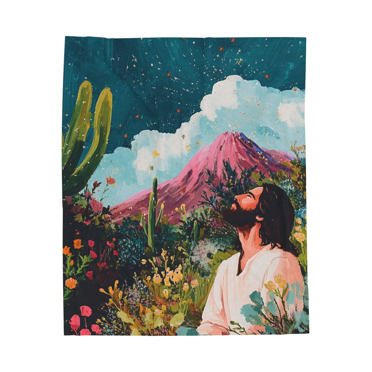 Serene Nature Jesus Plush Blanket