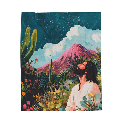 Serene Nature Jesus Plush Blanket