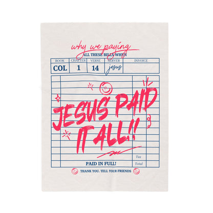 Jesus Paid It All Plush Blanket - Cozy Christian Decor