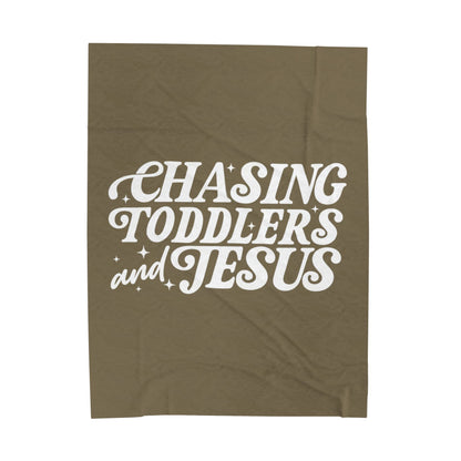 Chasing Toddlers and Jesus Earth Tone Plush Blanket