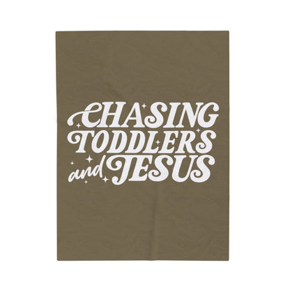 Chasing Toddlers and Jesus Earth Tone Plush Blanket