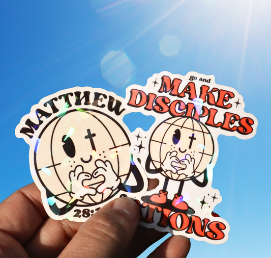 Matthew 28:19-20 Globe Holographic Sticker