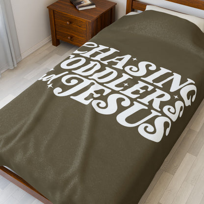 Chasing Toddlers and Jesus Earth Tone Plush Blanket