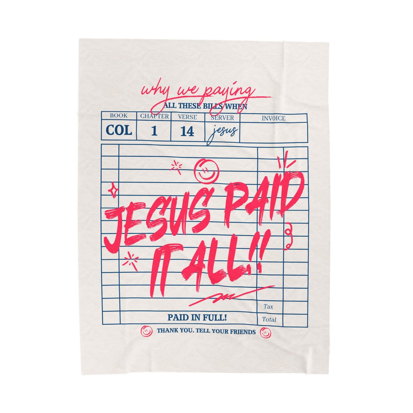 Jesus Paid It All Plush Blanket - Cozy Christian Decor