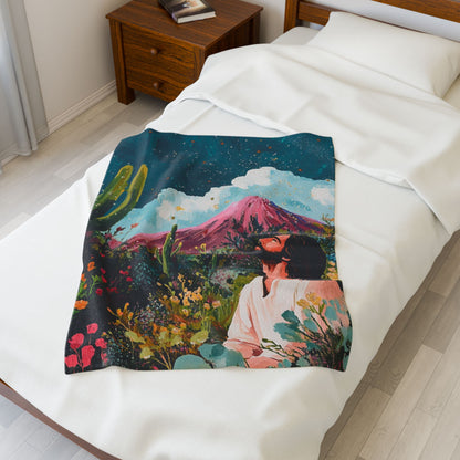 Serene Nature Jesus Plush Blanket