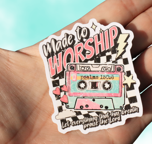 Retro Made To Worship Sticker