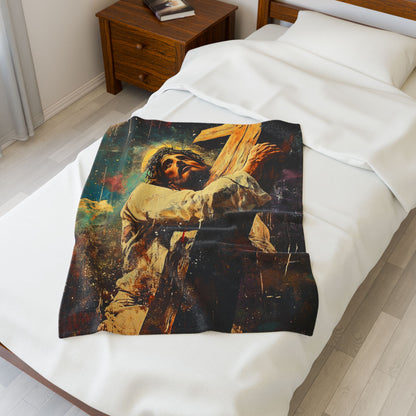 Carrying The Cross Plush Blanket