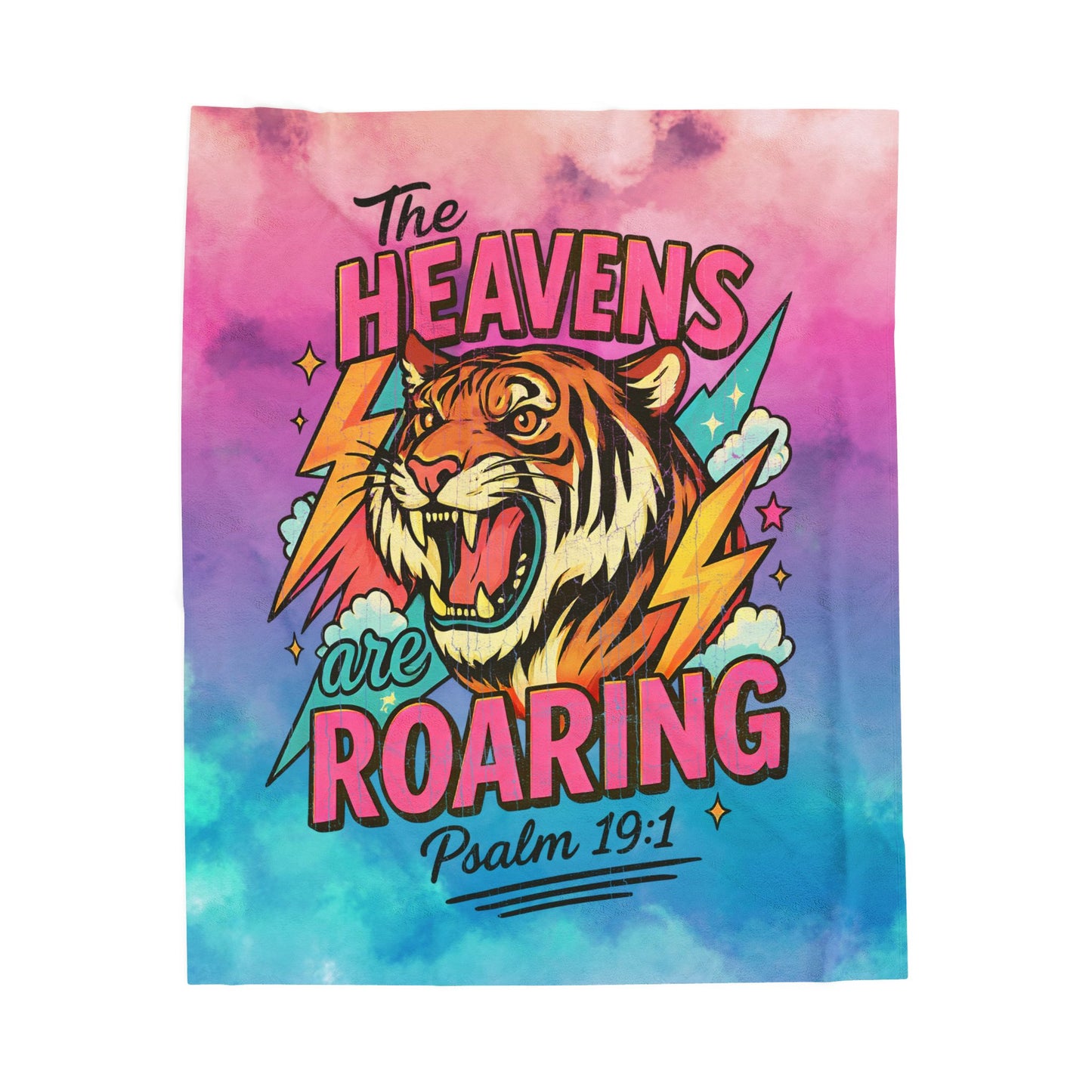 Bold Tiger Plush Blanket - Heavens Are Roaring Psalm 19:1