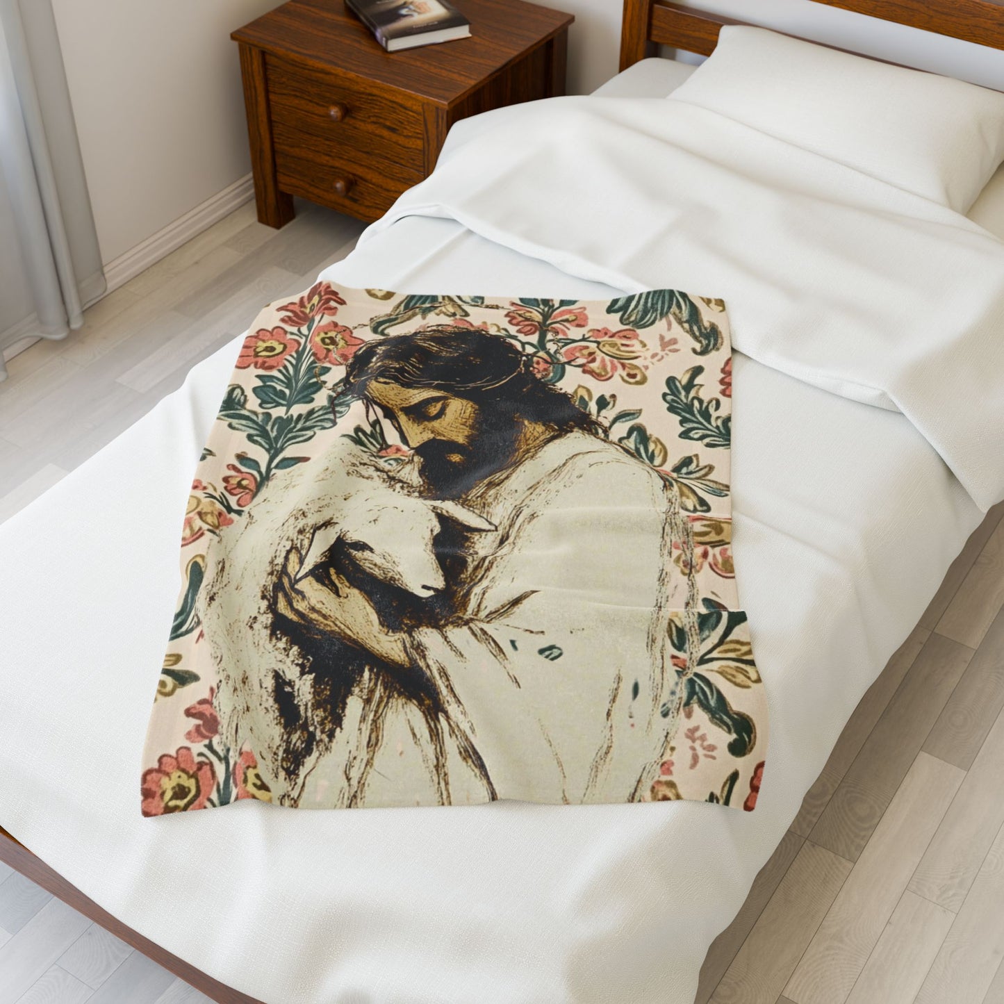 Shepherd and Sheep Faith Plush Blanket