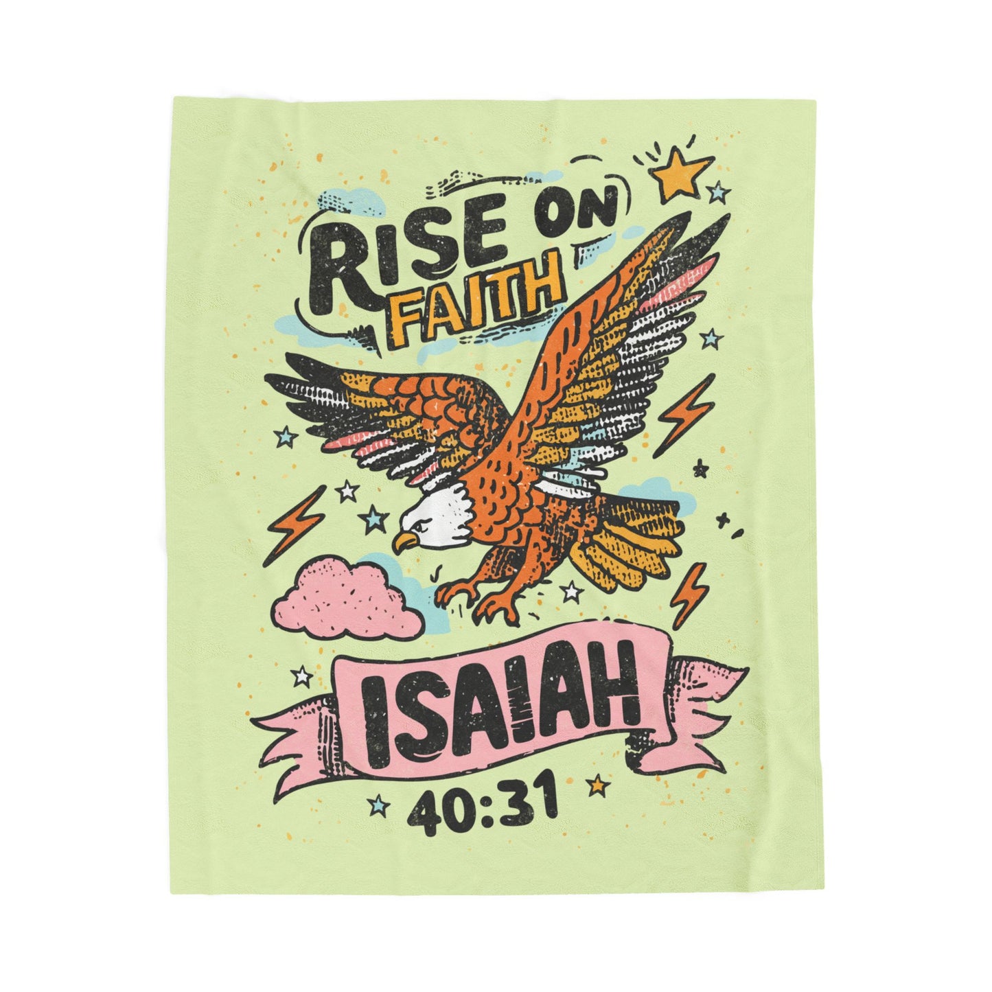 "Rise on Faith" Design with Eagle & Scripture Plush Blanket