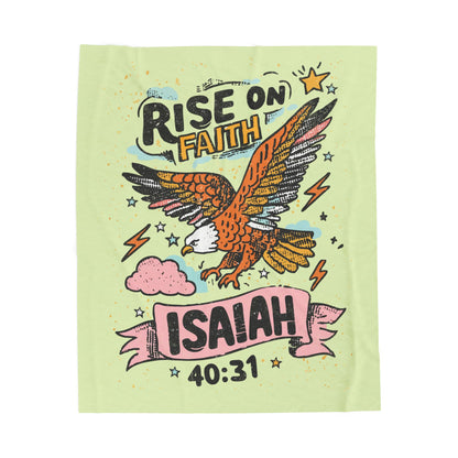 "Rise on Faith" Design with Eagle & Scripture Plush Blanket