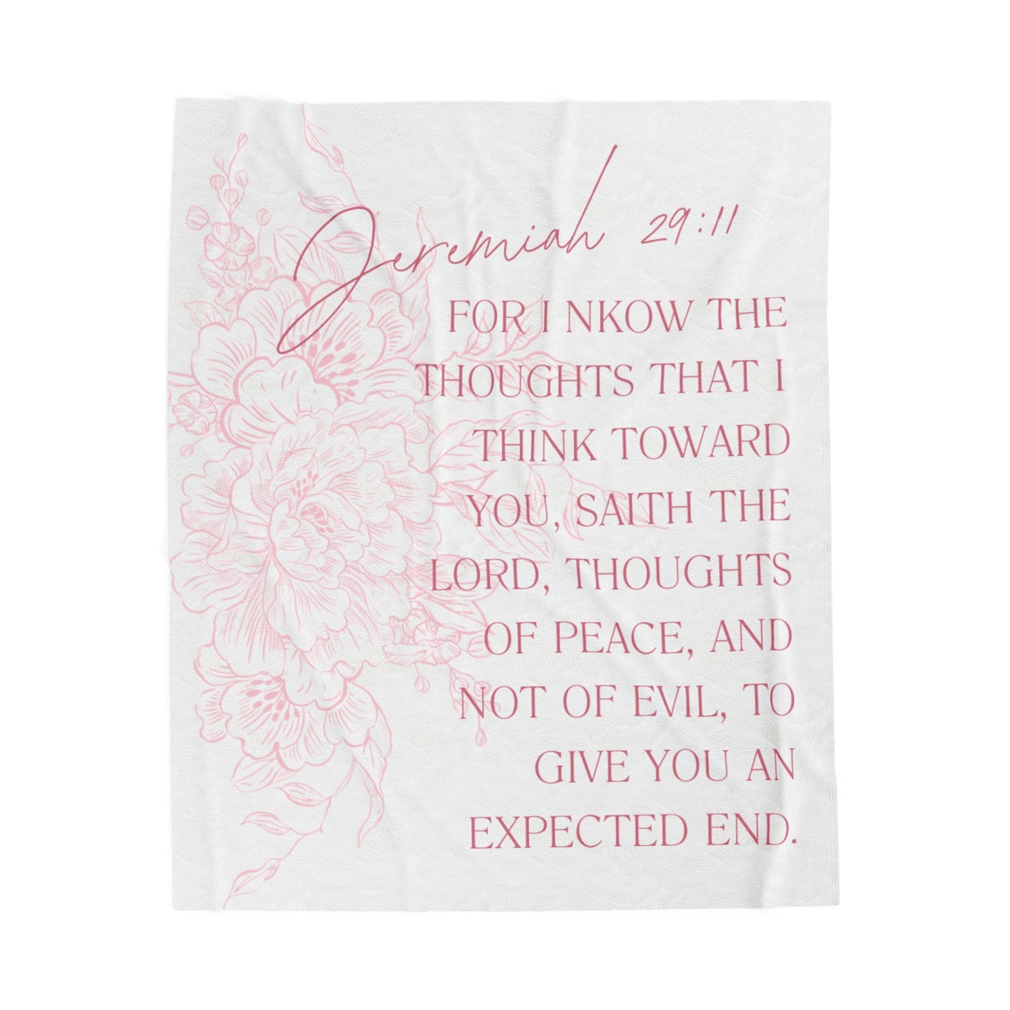 Jeremiah 29:11 Velveteen Plush Blanket — Inspirational Scripture Throw