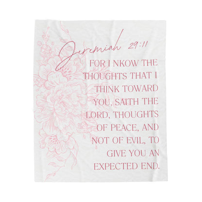 Jeremiah 29:11 Velveteen Plush Blanket — Inspirational Scripture Throw