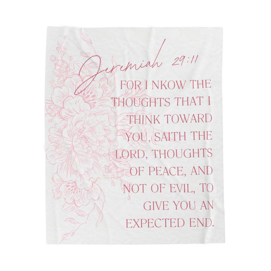 Jeremiah 29:11 Velveteen Plush Blanket — Inspirational Scripture Throw