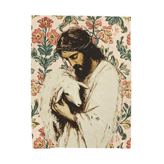 Shepherd and Sheep Faith Plush Blanket