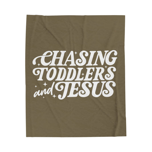 Chasing Toddlers and Jesus Earth Tone Plush Blanket