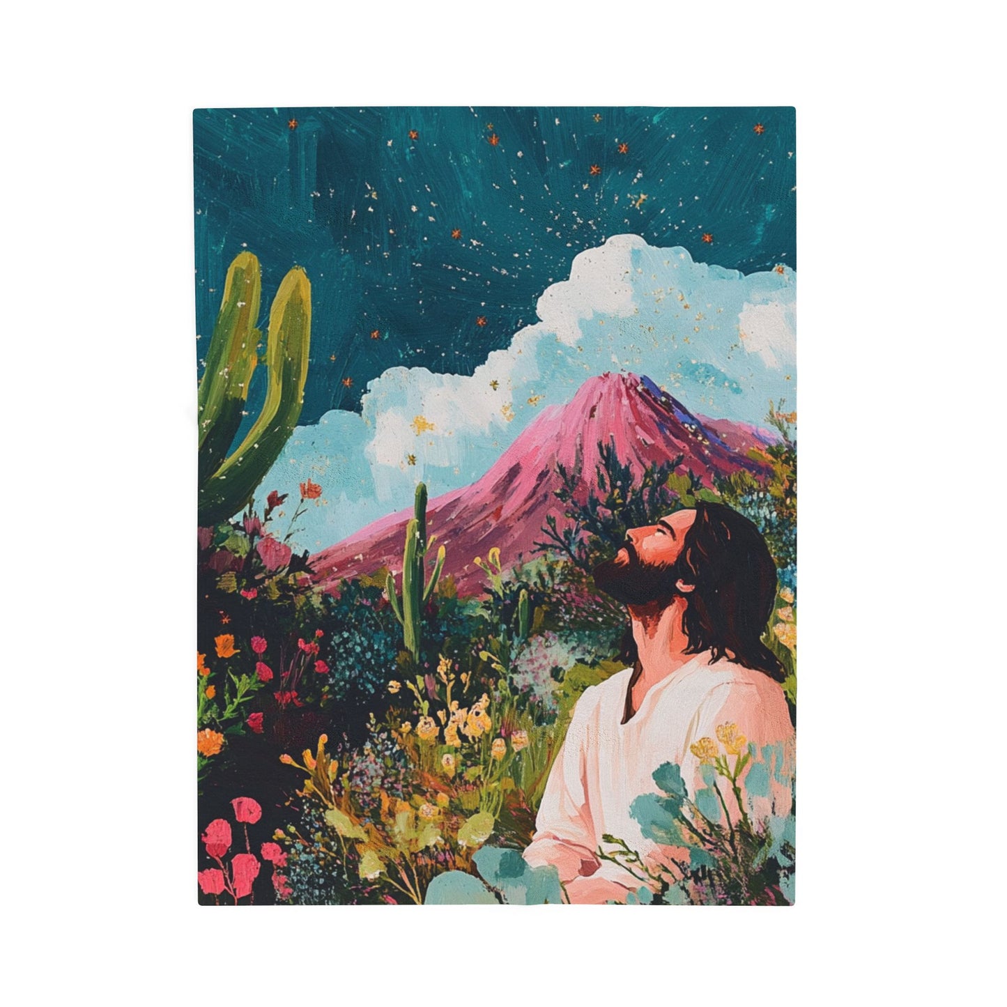 Serene Nature Jesus Plush Blanket