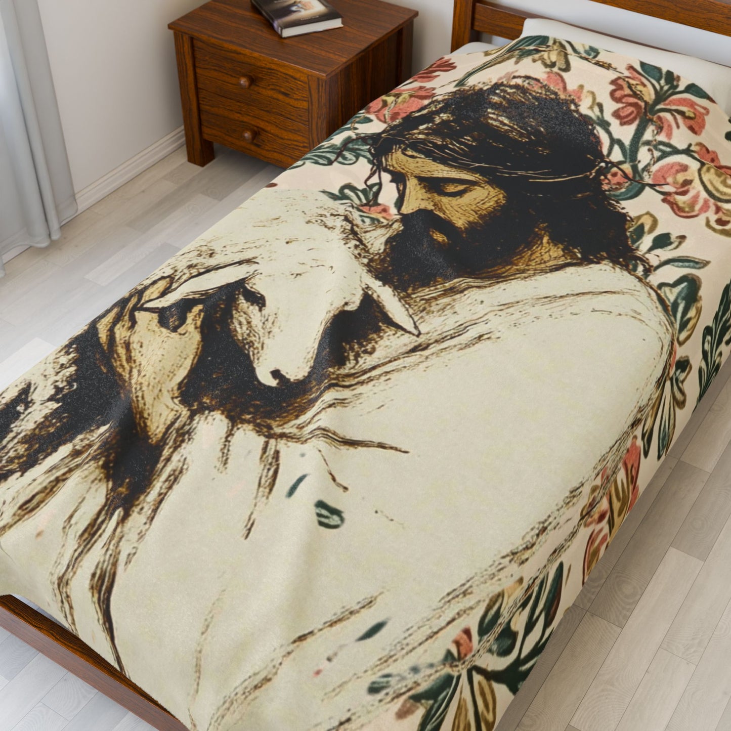 Shepherd and Sheep Faith Plush Blanket