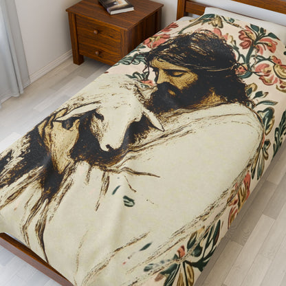 Shepherd and Sheep Faith Plush Blanket
