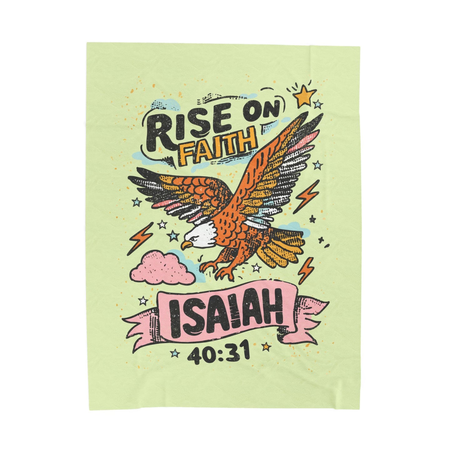 "Rise on Faith" Design with Eagle & Scripture Plush Blanket