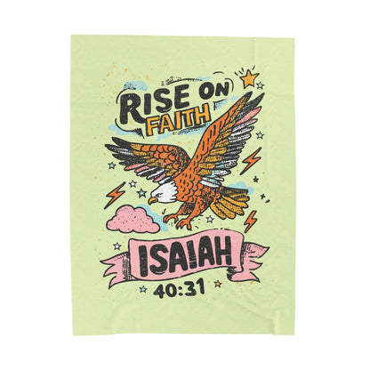 "Rise on Faith" Design with Eagle & Scripture Plush Blanket