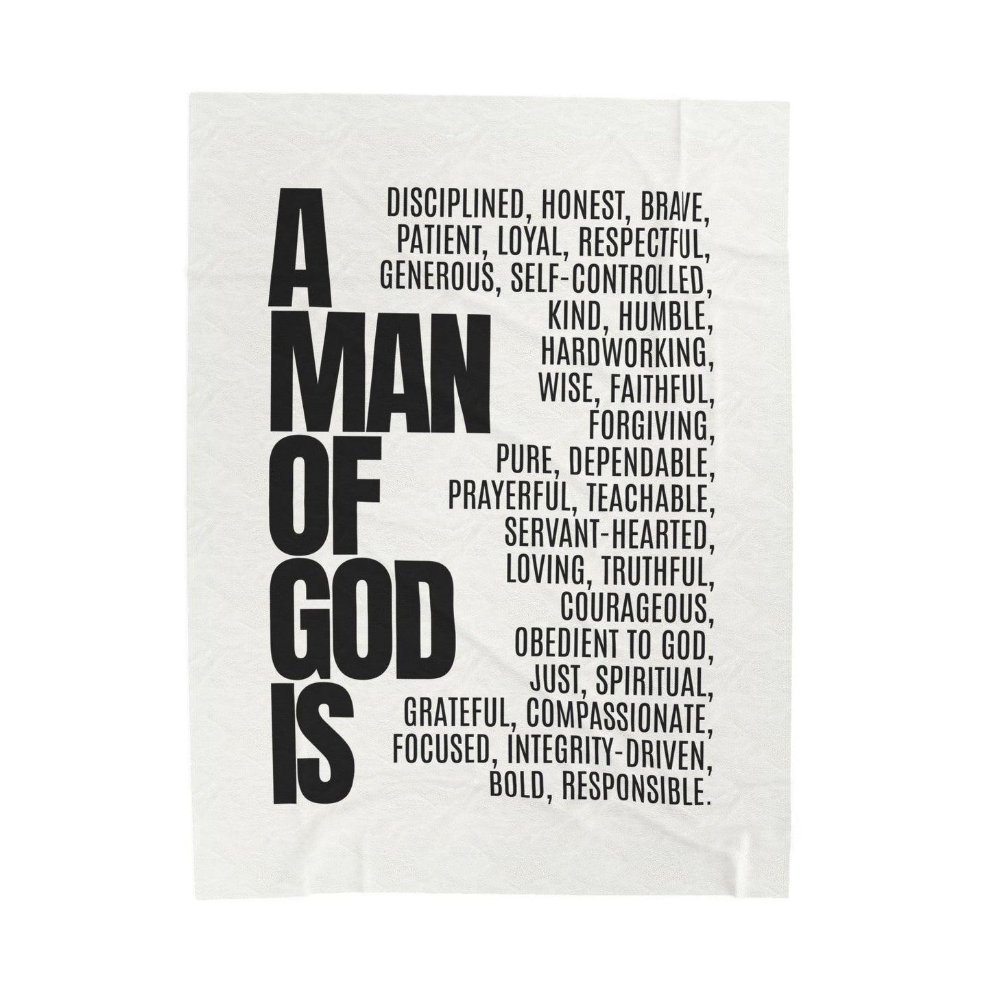 Motivational Velveteen Plush Blanket - 'A Man of God is...' Inspirational Throw for Faith and Comfort