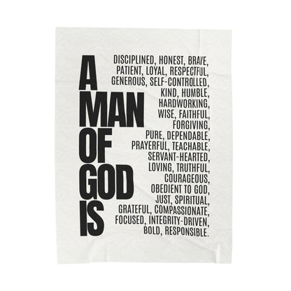 Motivational Velveteen Plush Blanket - 'A Man of God is...' Inspirational Throw for Faith and Comfort