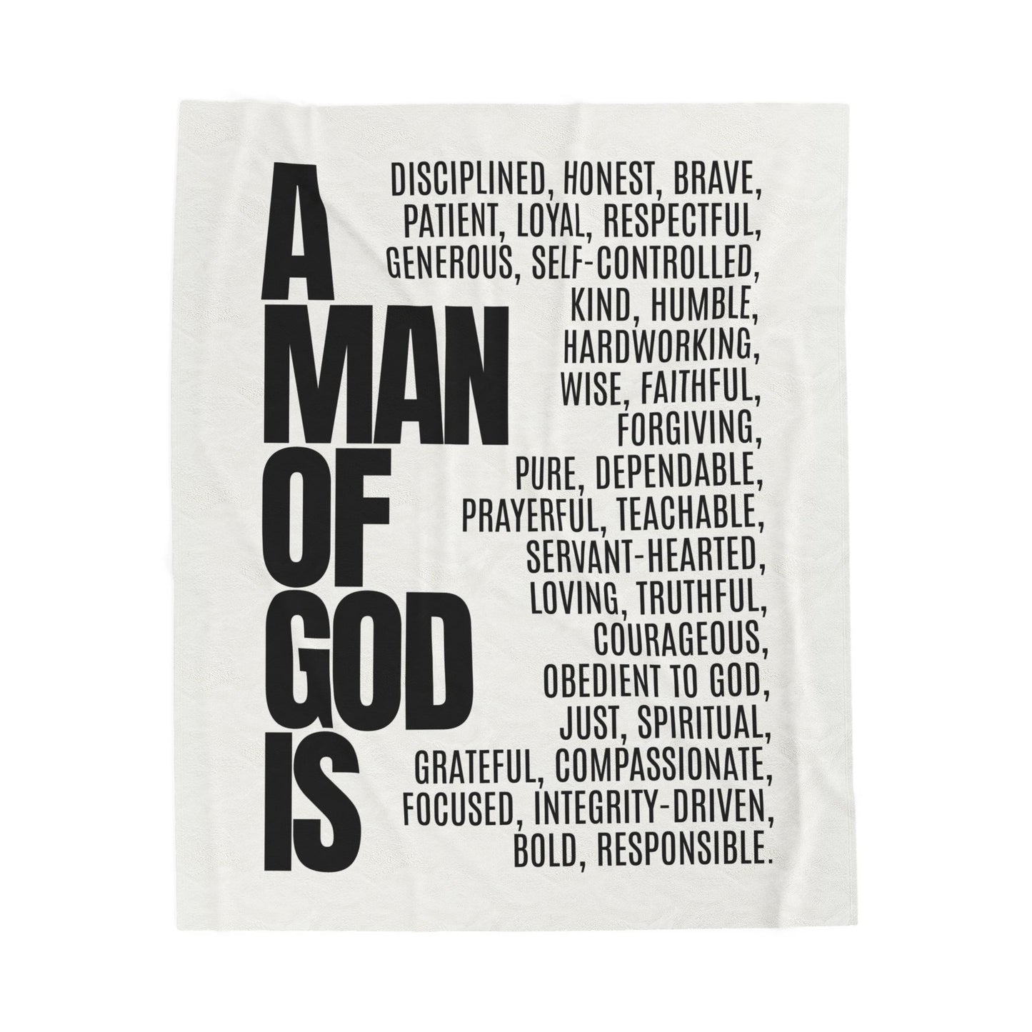 Motivational Velveteen Plush Blanket - 'A Man of God is...' Inspirational Throw for Faith and Comfort
