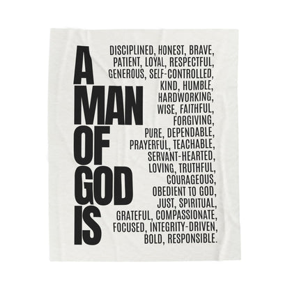 Motivational Velveteen Plush Blanket - 'A Man of God is...' Inspirational Throw for Faith and Comfort