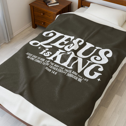 Jesus is King Plush Blanket