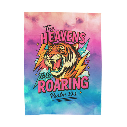 Bold Tiger Plush Blanket - Heavens Are Roaring Psalm 19:1
