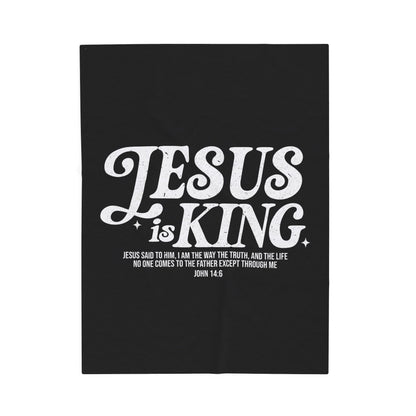 Black - Jesus is King Plush Blanket