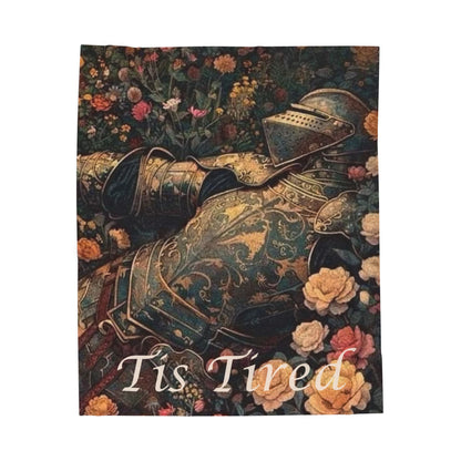 Velveteen Plush Blanket — Vintage Floral Knight 'Tis Tired Cozy Throw