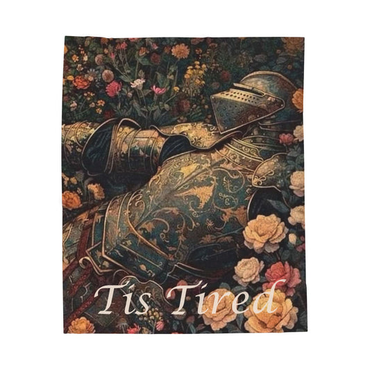 Velveteen Plush Blanket — Vintage Floral Knight 'Tis Tired Cozy Throw