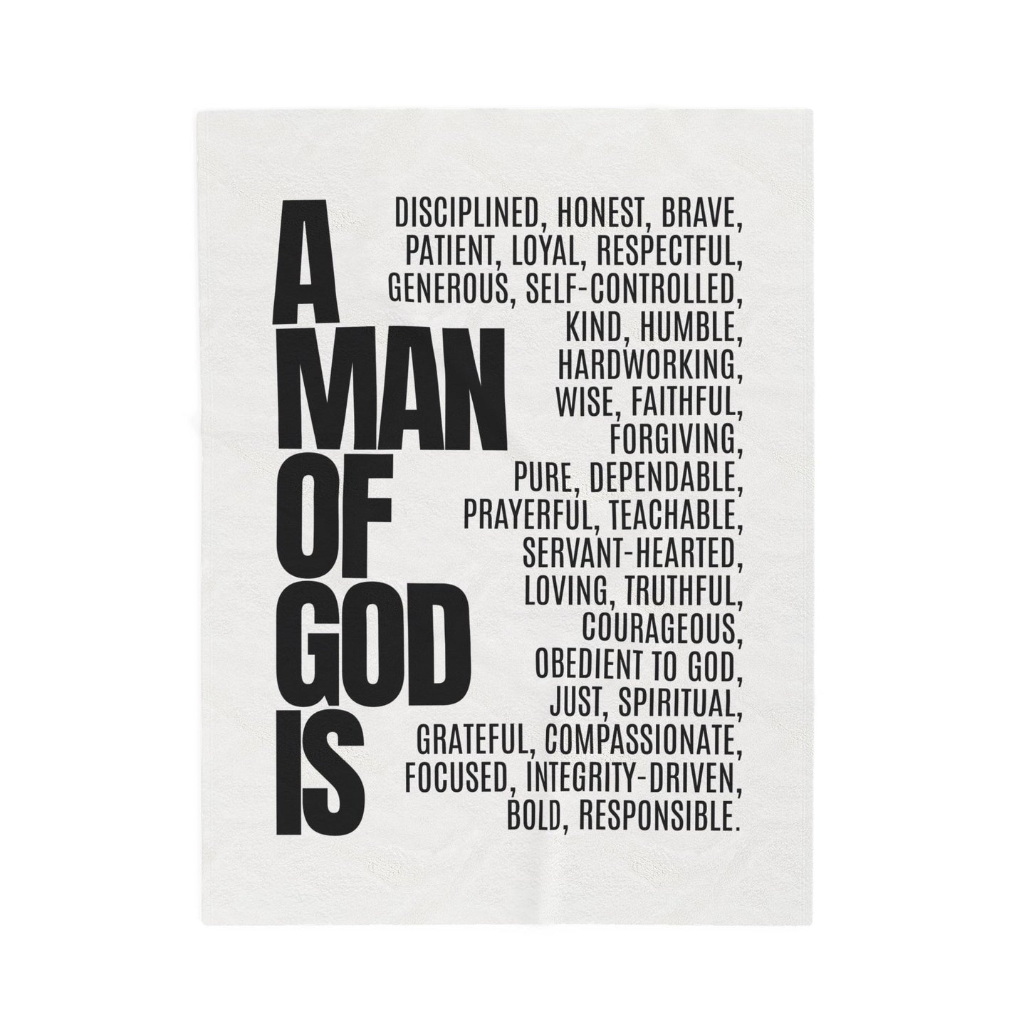 Motivational Velveteen Plush Blanket - 'A Man of God is...' Inspirational Throw for Faith and Comfort