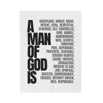 Motivational Velveteen Plush Blanket - 'A Man of God is...' Inspirational Throw for Faith and Comfort