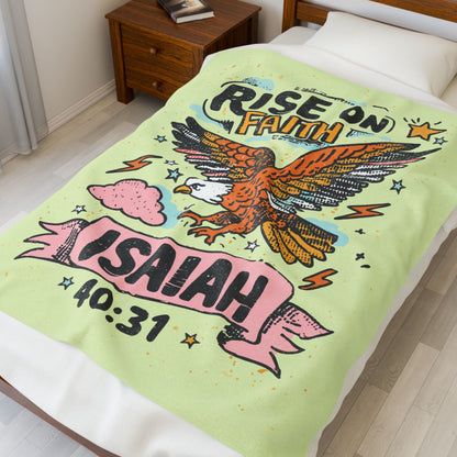 "Rise on Faith" Design with Eagle & Scripture Plush Blanket