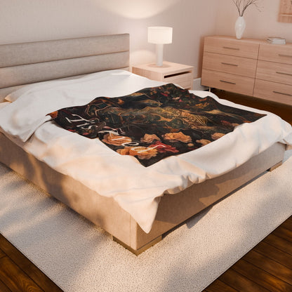 Velveteen Plush Blanket — Vintage Floral Knight 'Tis Tired Cozy Throw