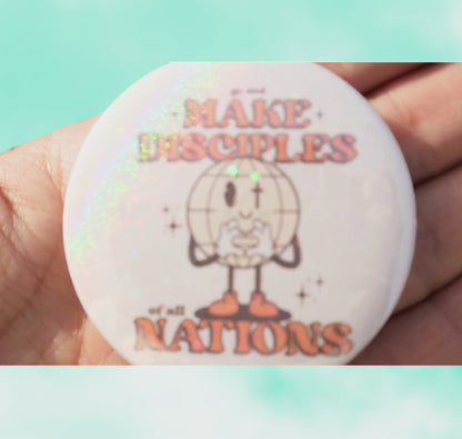 Matthew 28:19-20 Globe Button Pin